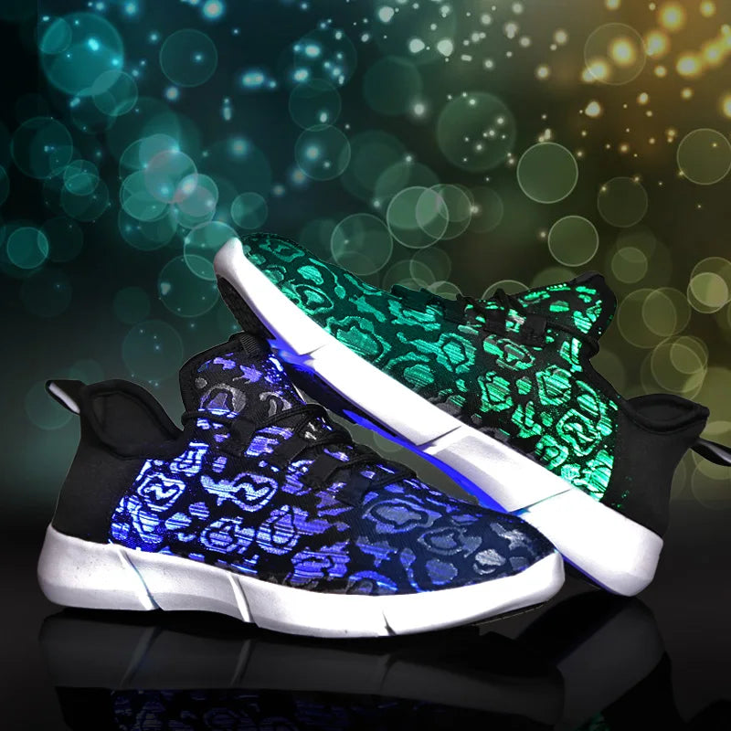 2025 New Luminous LED Sneakers – Light-Up, Glowing Shoes for Men & Women in White, Flashing Adult Sneakers