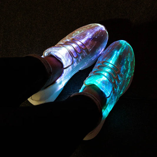 2025 New Luminous LED Sneakers – Light-Up, Glowing Shoes for Men & Women in White, Flashing Adult Sneakers