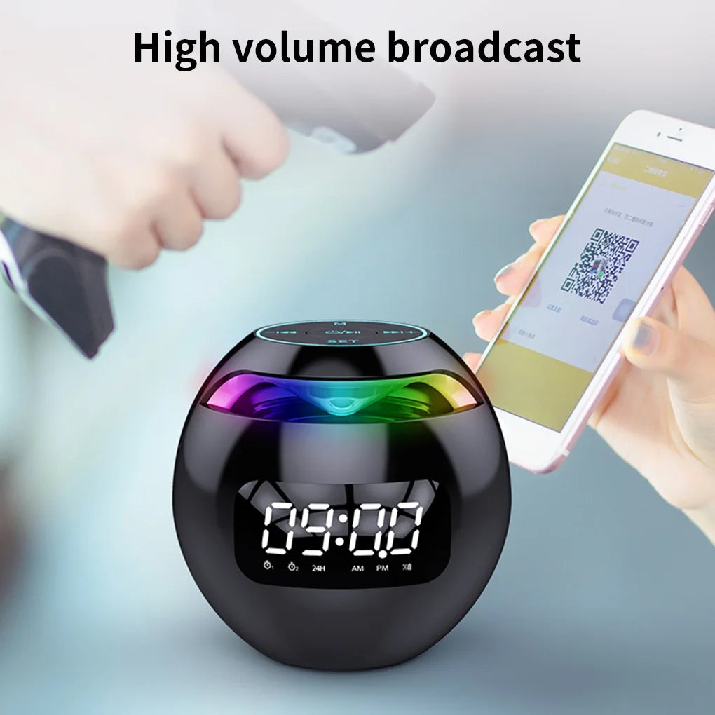 Portable Wireless Bluetooth 5.0 Speaker with LED Digital Alarm Clock Outdoor Loudspeaker Mini Speaker for Smart Phone Tablet PC