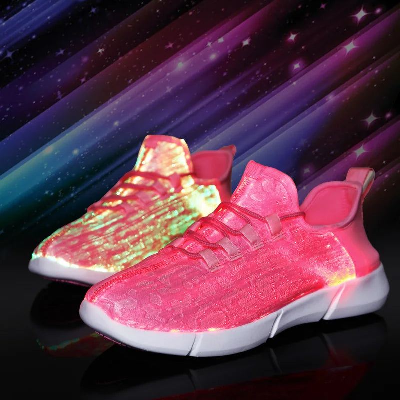 2025 New Luminous LED Sneakers – Light-Up, Glowing Shoes for Men & Women in White, Flashing Adult Sneakers