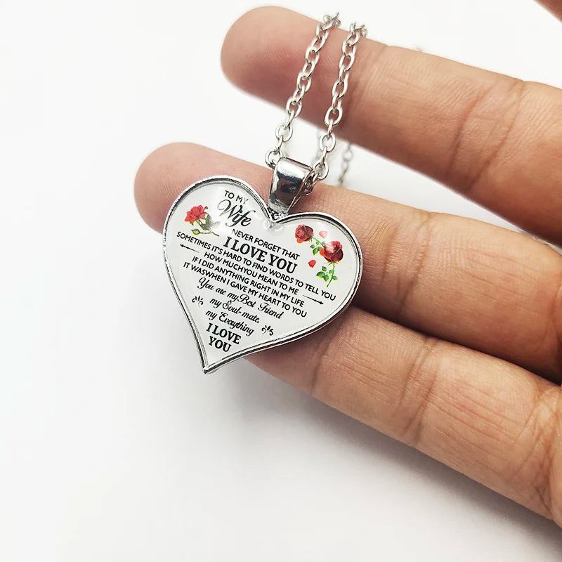 Romantic To My Mom Heart Necklace Epoxy Inspirational Necklaces For Mother Jewelry Birthday Gifts