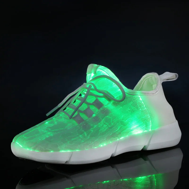 2025 New Luminous LED Sneakers – Light-Up, Glowing Shoes for Men & Women in White, Flashing Adult Sneakers