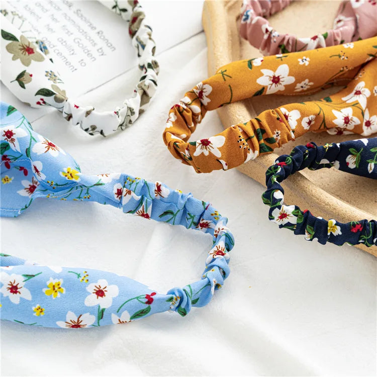 2022 Summer Vintage Print Flower Beach Bandana Hair Scarf Fashion Elastic Rubber Headbands for Women Girl Hair Accessories