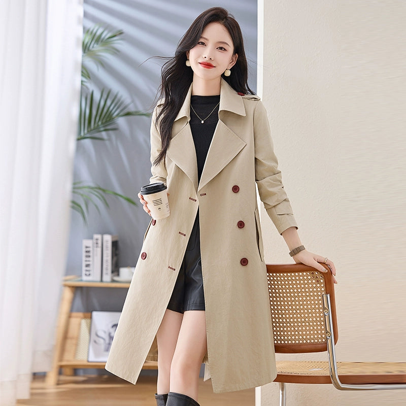 2024 Autumn Collection: Elegant and Stylish Mid-Length Cotton Trench Coat for Women – Casual Yet Fashionable Outerwear