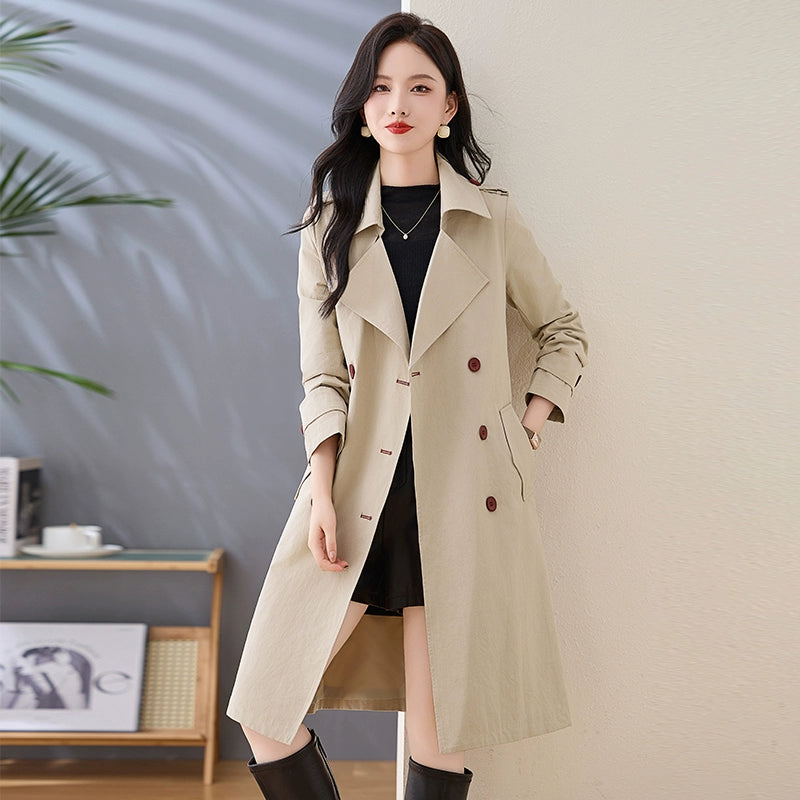 2024 Autumn Collection: Elegant and Stylish Mid-Length Cotton Trench Coat for Women – Casual Yet Fashionable Outerwear