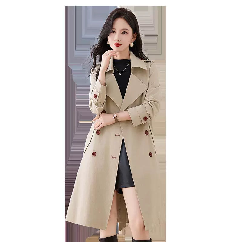 2024 Autumn Collection: Elegant and Stylish Mid-Length Cotton Trench Coat for Women – Casual Yet Fashionable Outerwear