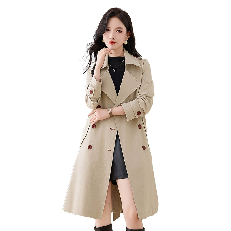 2024 Autumn Collection: Elegant and Stylish Mid-Length Cotton Trench Coat for Women – Casual Yet Fashionable Outerwear