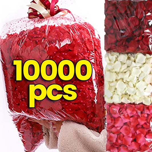 Red Silk Fake Rose Petals (100/10,000pcs) – Artificial Flower Petals for Valentine’s Day, Weddings, and Romantic Party Decor