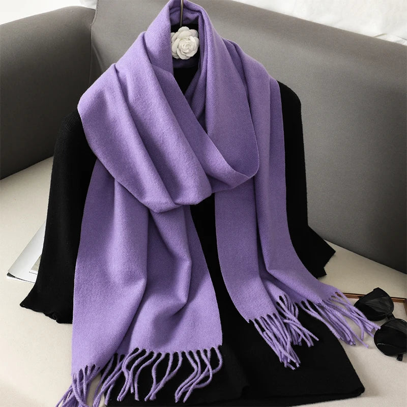 New 62 Color Winter Scarf For Women Long Warm Cashmere Scarves Hijab Solid Lady Shawl Wrap Female Pashmina Bandana Head Scarfs