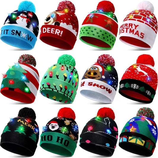 Christmas LED Snowman Hat – Creative Flashing Knitted Cap with LED Lights, Perfect for Xmas Parties and Winter Celebrations, Great Christmas Gift