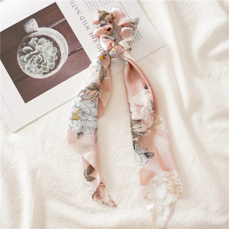 2022 Summer Vintage Print Flower Beach Bandana Hair Scarf Fashion Elastic Rubber Headbands for Women Girl Hair Accessories