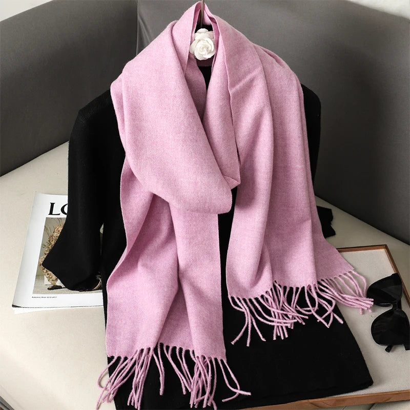 New 62 Color Winter Scarf For Women Long Warm Cashmere Scarves Hijab Solid Lady Shawl Wrap Female Pashmina Bandana Head Scarfs