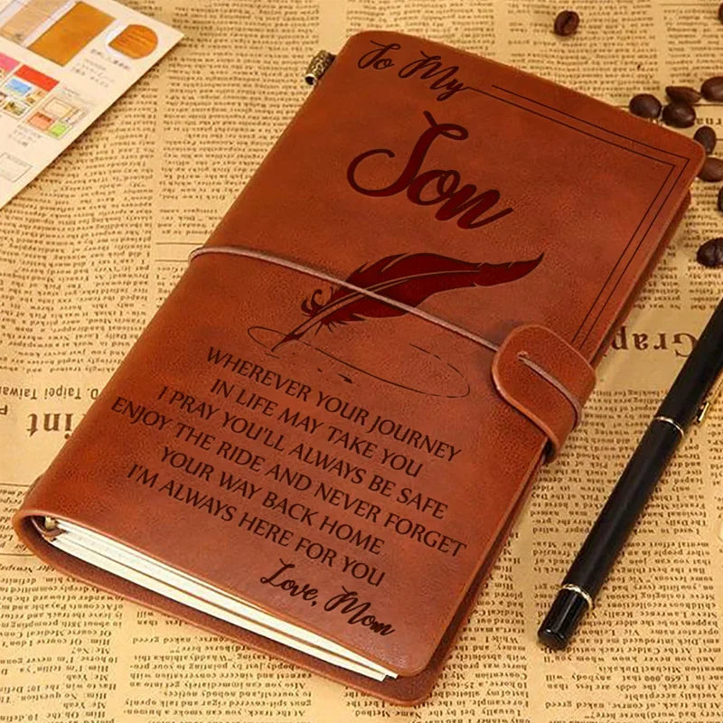 A6  Vintage Brown Craft Paper Notebook "To My Daughter Love Dad" Engraved Leather Journal Notebook Diary Gift 1pcs