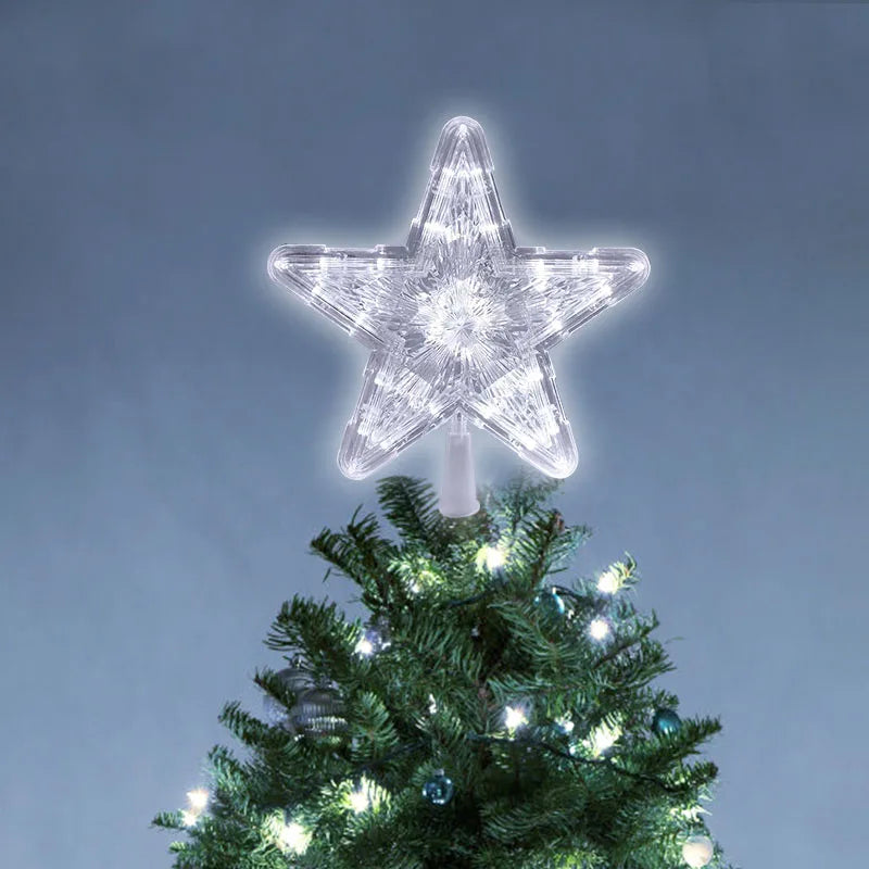 LED Light-Up Christmas Tree Star Topper – Festive Xmas Tree Ornament Lamp for 2024 Holiday Season, Perfect for Home Navidad and New Year Decorations