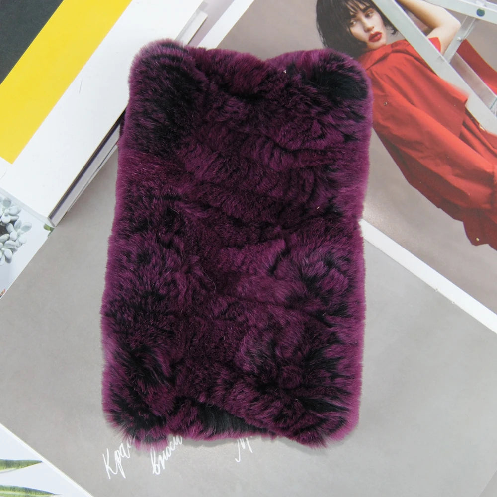 Hot Sale Brand Women Real Rex Rabbit Fur Scarf Girls Warm Soft Knitted Good Elastic Rabbit Fur Headband Natural Fur Ring Scarves