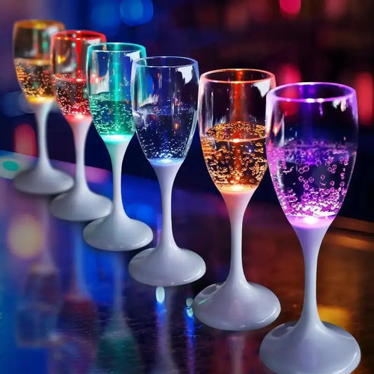 LED Light Up Cups Wine Champagne Flutes Party Favors Adults Colored Plastic Champagne Flutes Drinking Glasses Glow in 1pc