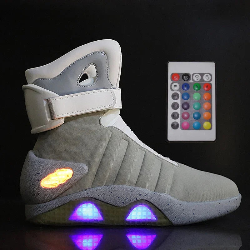 UncleJerry Men Boots Back To Future Adult USB Charging LED Shoes with Remote Control for Men and Women Boots for Party Mag 2024