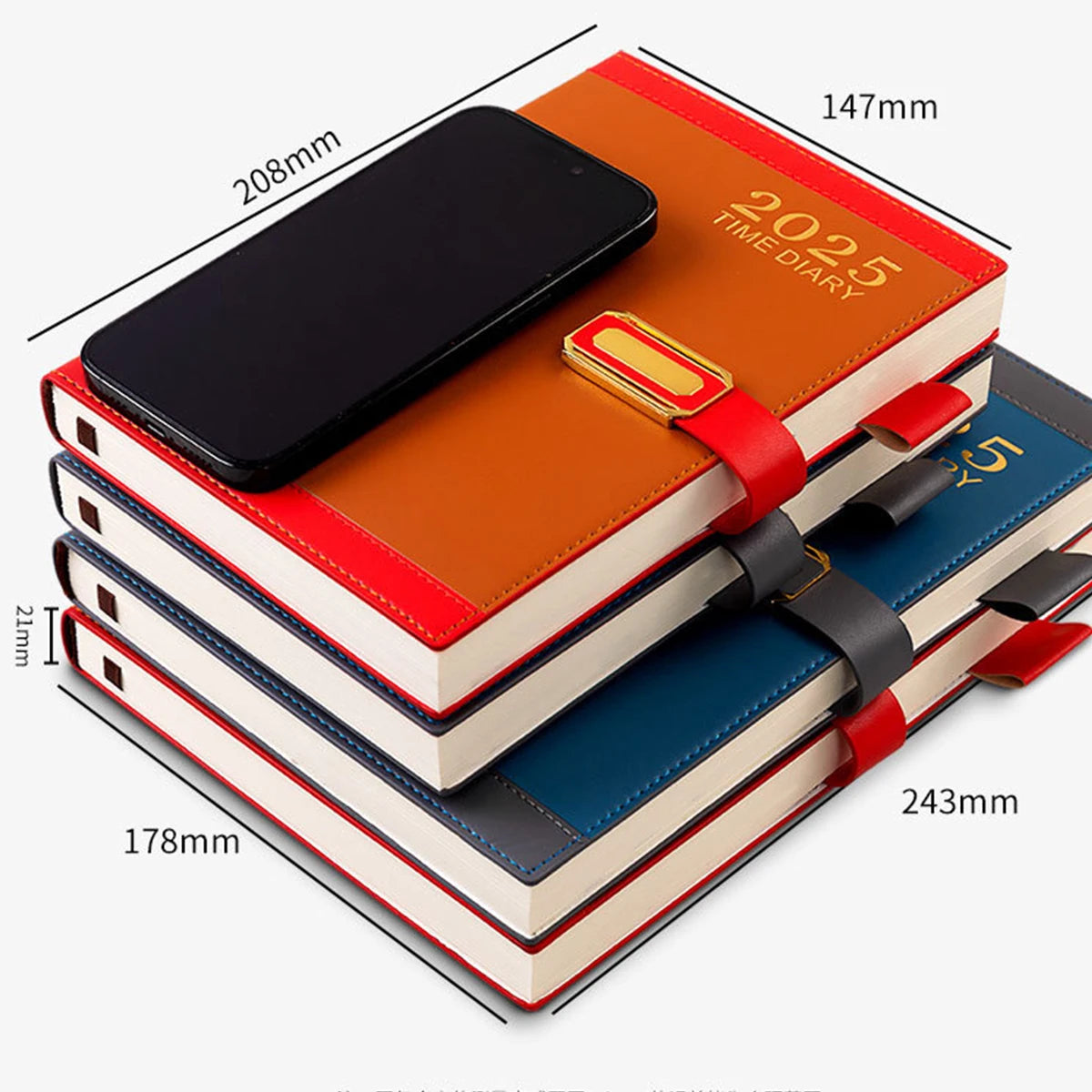 (Can Engrave Logo) A5 Thickened Leather Student Subject Notebook, New 2025 Buckle Notepad, Travel Log, Diary, 180 Sheets