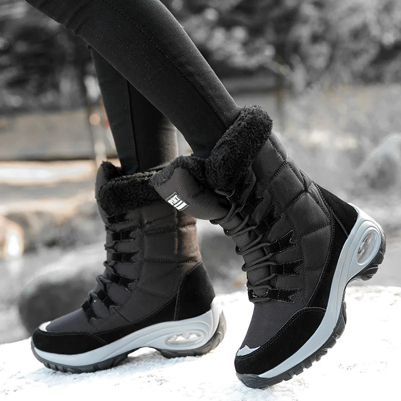 Winter Women Boots High Quality Warm Snow Boots Lace-up Comfortable Ankle Outdoor Waterproof Hiking 2024