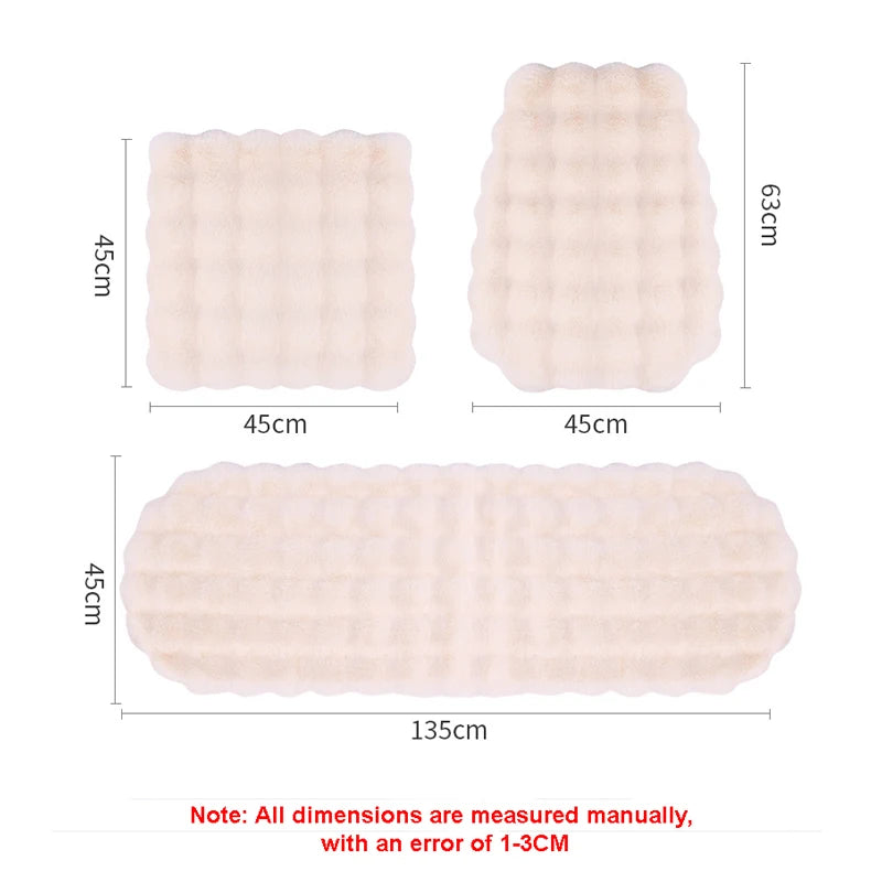 New Bubble Fleece Car Seat Cushion – Thickened Plush Seat Cover with Artificial Rabbit Fur, Anti-Slip Winter Car Seat Protector