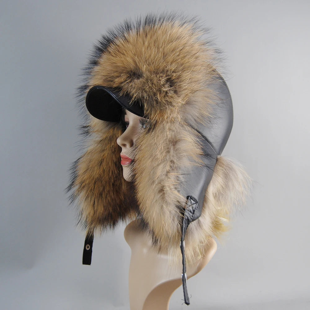 2024 Winter Women's Genuine Fox Fur Hat – 100% Natural Leather Cap with Soft, Warm, and Stylish Russian Fox Fur Bomber Hat for Casual Wear"