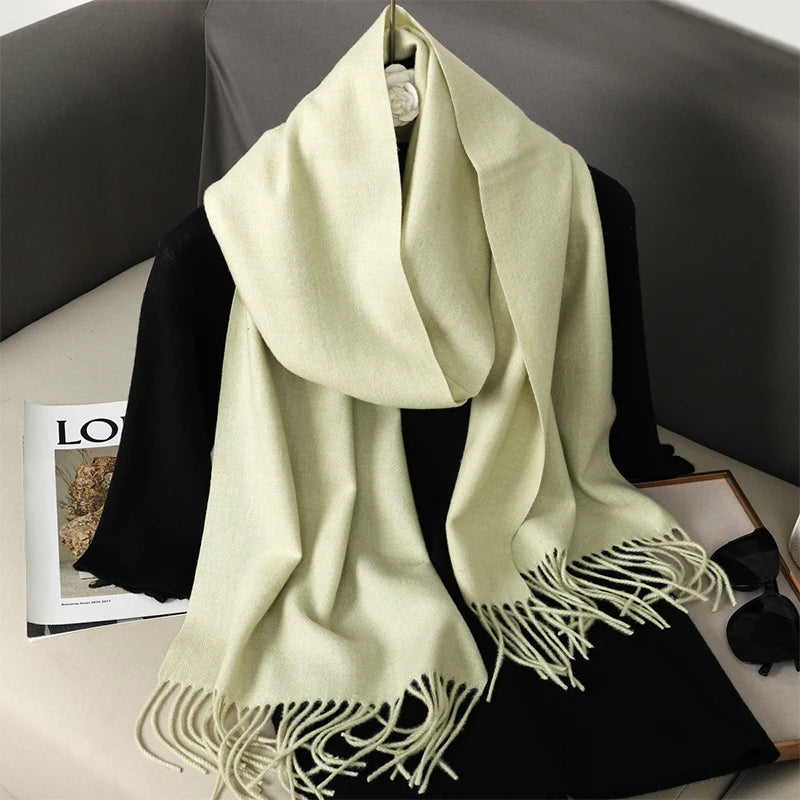 New 62 Color Winter Scarf For Women Long Warm Cashmere Scarves Hijab Solid Lady Shawl Wrap Female Pashmina Bandana Head Scarfs