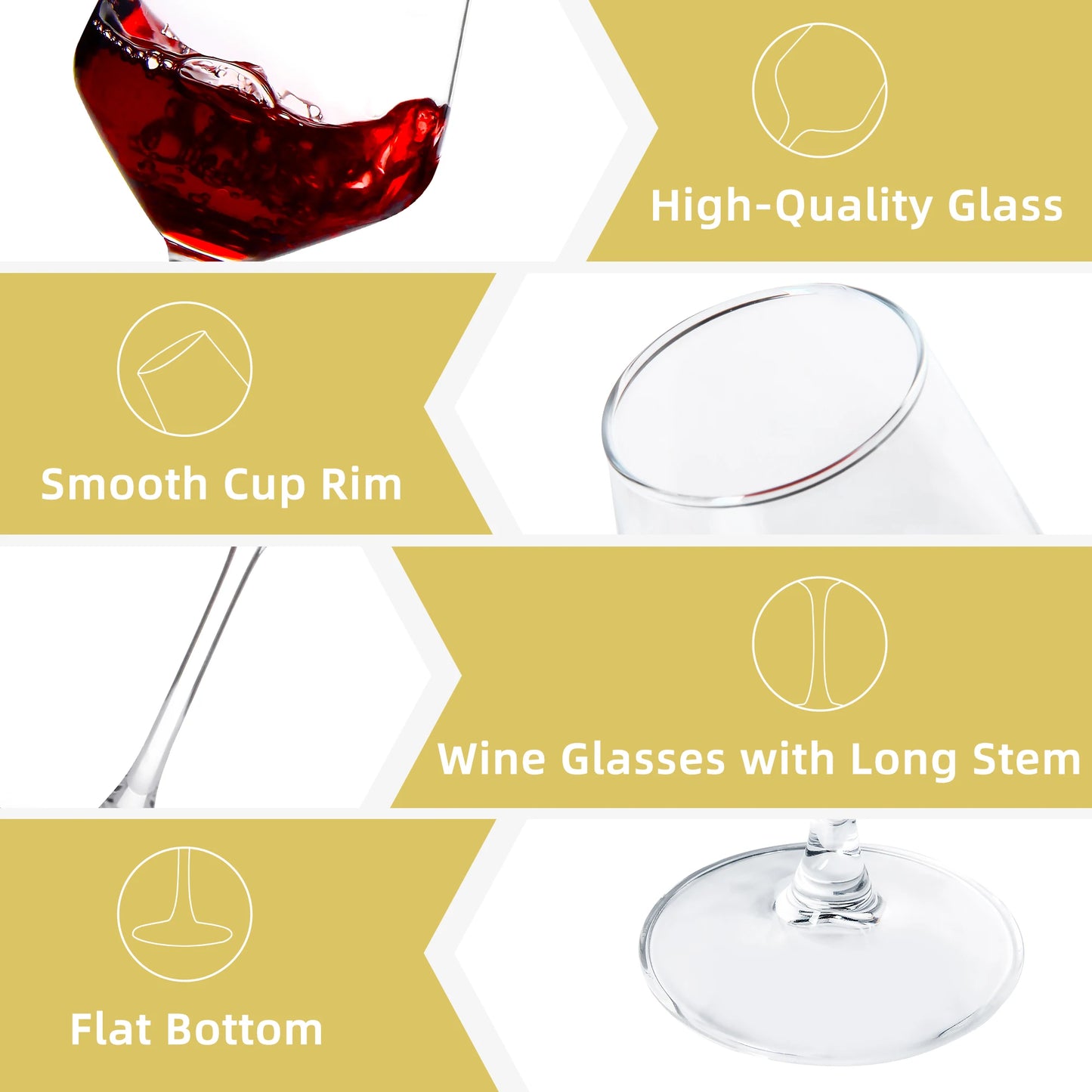 12-Piece Red & White Wine Glass Set – Elegant Lead-Free Crystal Goblets with Long Stems – Ideal for Home Use, Weddings, and Special Occasions