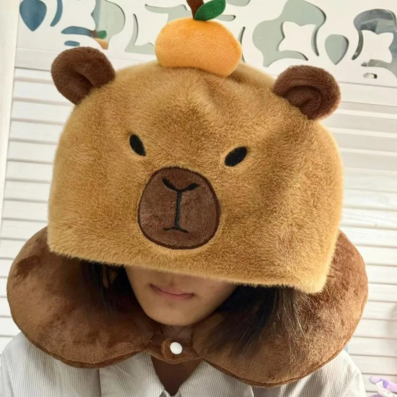 Cartoon High Quality New Capybara Plush Hat Scarf Gloves 3-in-1 Elk Creative Super Soft Warm Christmas Gift For Boys And Girls