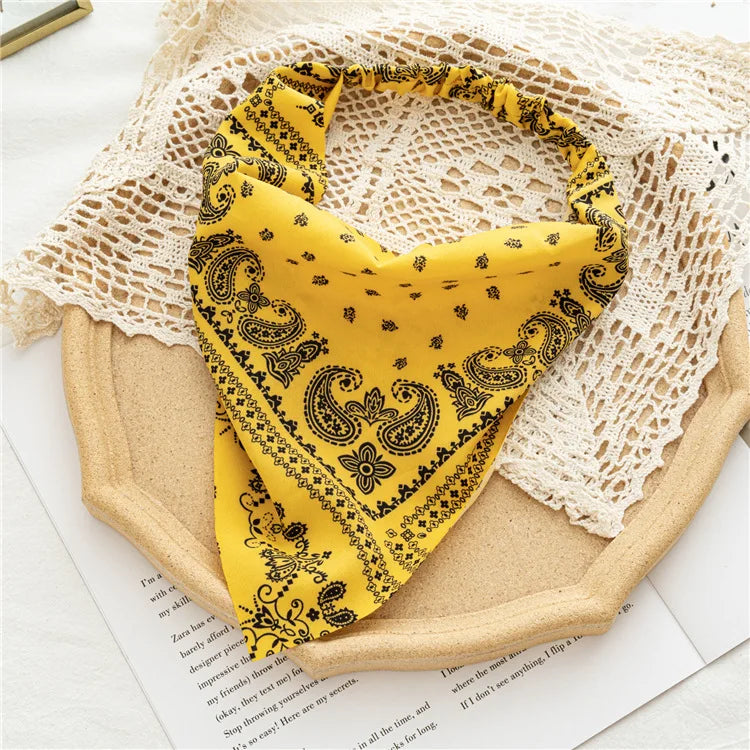 2022 Summer Vintage Print Flower Beach Bandana Hair Scarf Fashion Elastic Rubber Headbands for Women Girl Hair Accessories