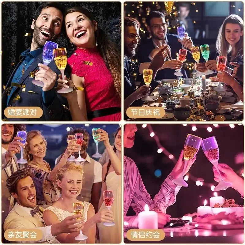 LED Light Up Cups Wine Champagne Flutes Party Favors Adults Colored Plastic Champagne Flutes Drinking Glasses Glow in 1pc