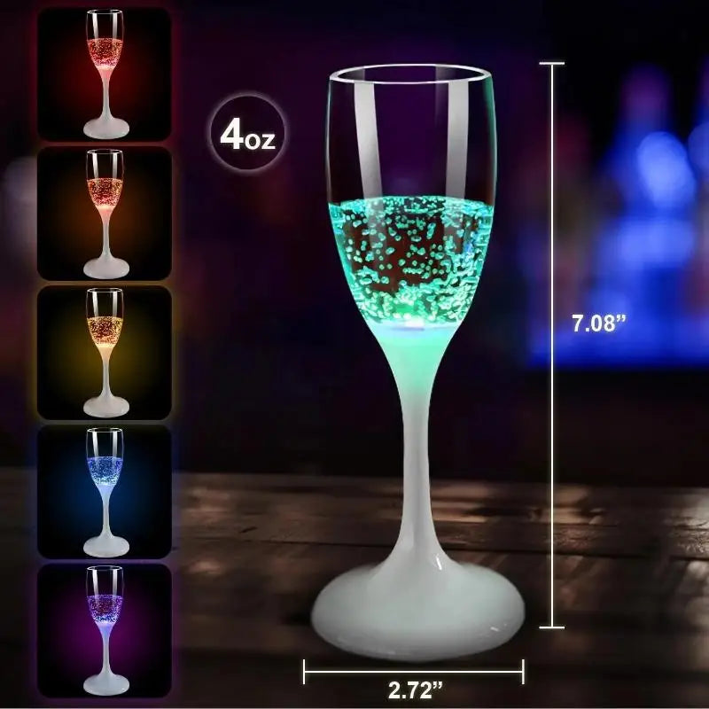 LED Light Up Cups Wine Champagne Flutes Party Favors Adults Colored Plastic Champagne Flutes Drinking Glasses Glow in 1pc