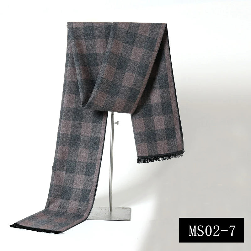 Fashion Men Scarves Luxury Plaid Autumn Winter Pashmina Neckerchief Thicken Warm Imitation Cashmere Men's Business Long Wraps