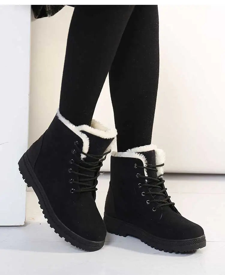 Women's Winter Boots Low Heels Women Boots With Fur Warm Winter Shoes Women Snow Boots Ankle Botas Mujer Winter Footwear Female