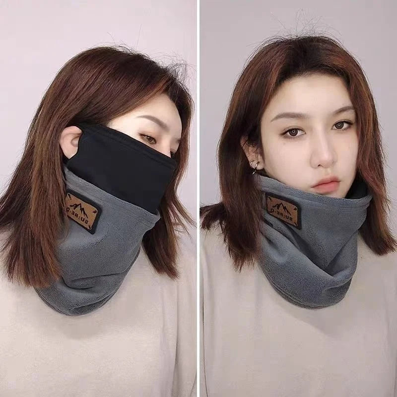 Korean Style Portable Windproof Neck Cover Winter Keep Warm Neck Guard Ear Hanging Scarf Double Layered Long Cycling Face Mask