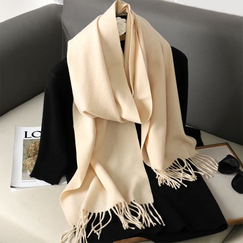 New 62 Color Winter Scarf For Women Long Warm Cashmere Scarves Hijab Solid Lady Shawl Wrap Female Pashmina Bandana Head Scarfs