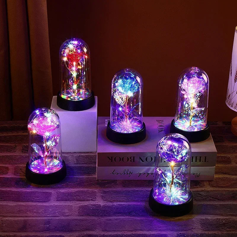 New LED Simulation Rose Flower Light Beautiful Realistic Looking Night Light  Eternal Flower Party Supplies For Valentine's Day