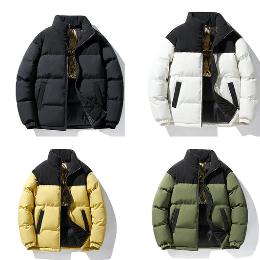 Vertical Collar Color-Block Down Jacket – Warm, Simple, and Trendy Design, Classic All-Purpose Fabrics, Comfortable and Skin-Friendly Winter Coat