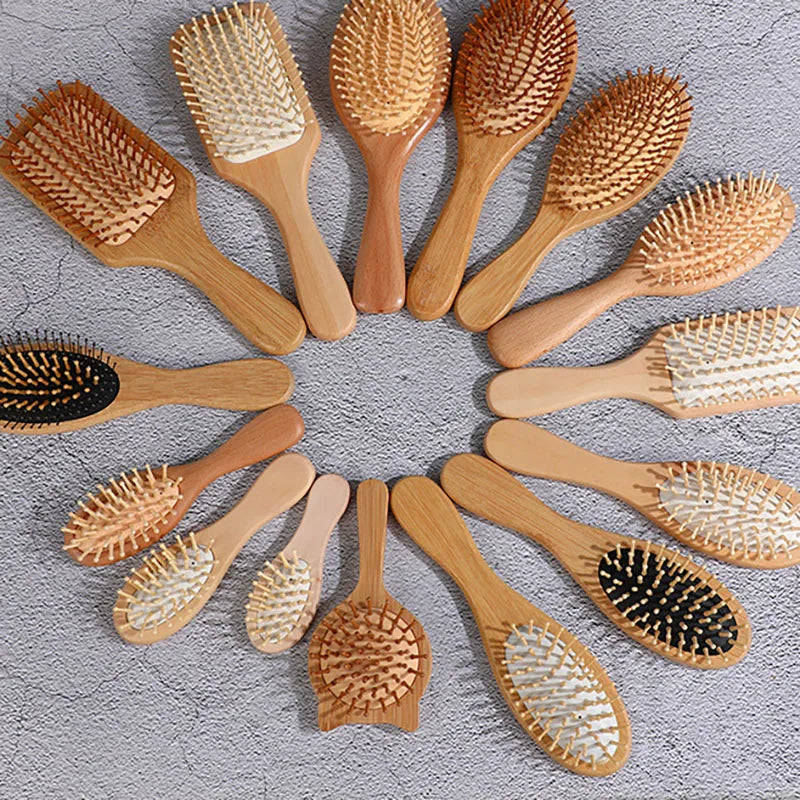 Wood Comb Professional Healthy Paddle Cushion Hair Loss Massage Brush Hairbrush Comb Scalp Hair Care Healthy bamboo comb