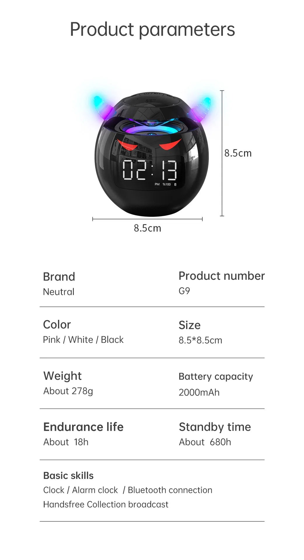 Little Devil Bluetooth Speaker Hifi Smart Voice Speaker Alarm Clock Stereo Mini Subwoofer Outdoor Pluggable Sd Card caixa de som