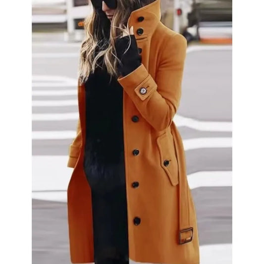 Women's Coat Outerwears Autumn Winter Warm Female Jackets Single Breasted Turn-down Collar Single Breasted Women's Clothes New