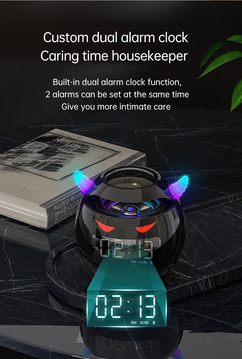 Little Devil Bluetooth Speaker Hifi Smart Voice Speaker Alarm Clock Stereo Mini Subwoofer Outdoor Pluggable Sd Card caixa de som