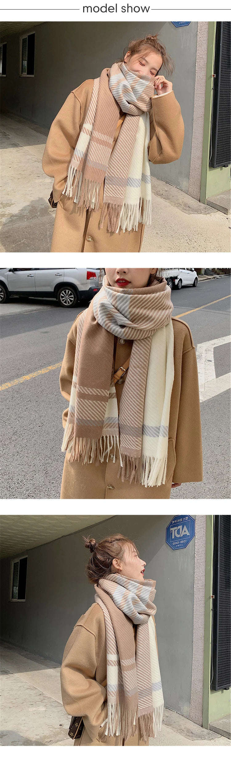 New 2023 Women Scarf Autumn Winter Vintage Preppy Style Plaid Wrap Scarve Pashmina Mujer Femme Foulard Bufanda Shawl Unisex Men