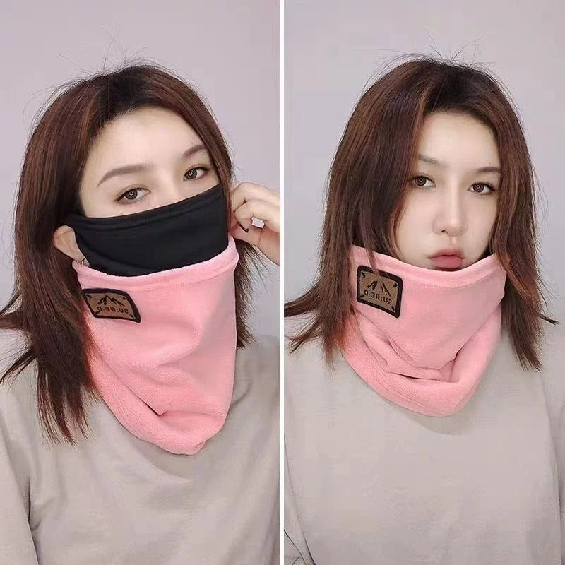 Korean Style Portable Windproof Neck Cover Winter Keep Warm Neck Guard Ear Hanging Scarf Double Layered Long Cycling Face Mask