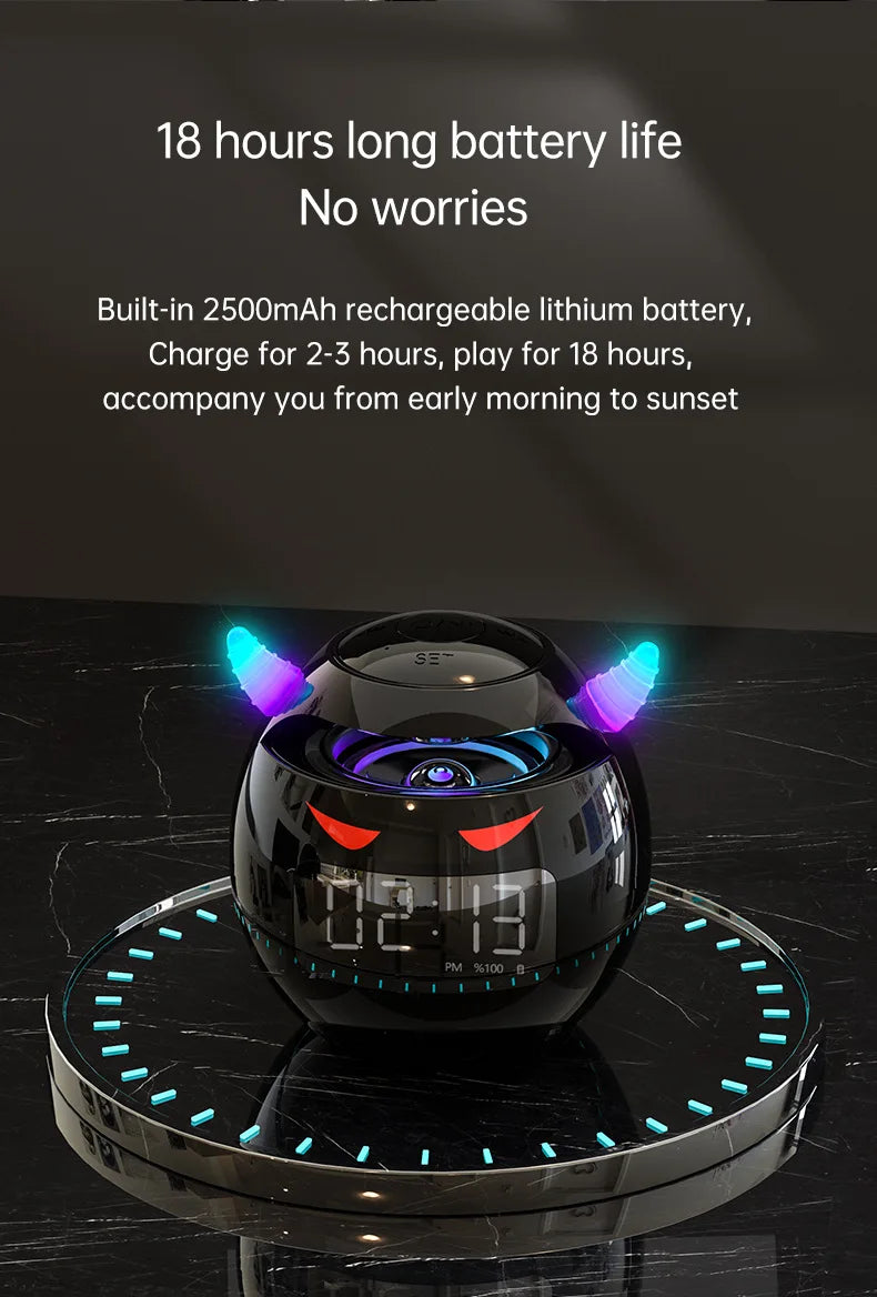 Little Devil Bluetooth Speaker Hifi Smart Voice Speaker Alarm Clock Stereo Mini Subwoofer Outdoor Pluggable Sd Card caixa de som