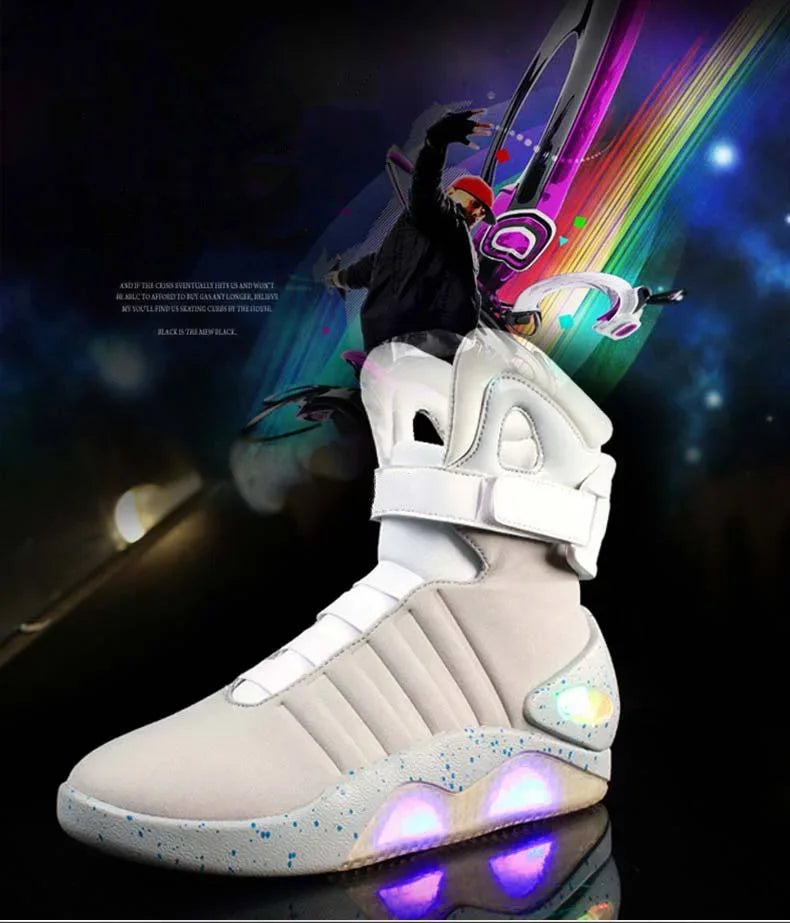 UncleJerry Men Boots Back To Future Adult USB Charging LED Shoes with Remote Control for Men and Women Boots for Party Mag 2024