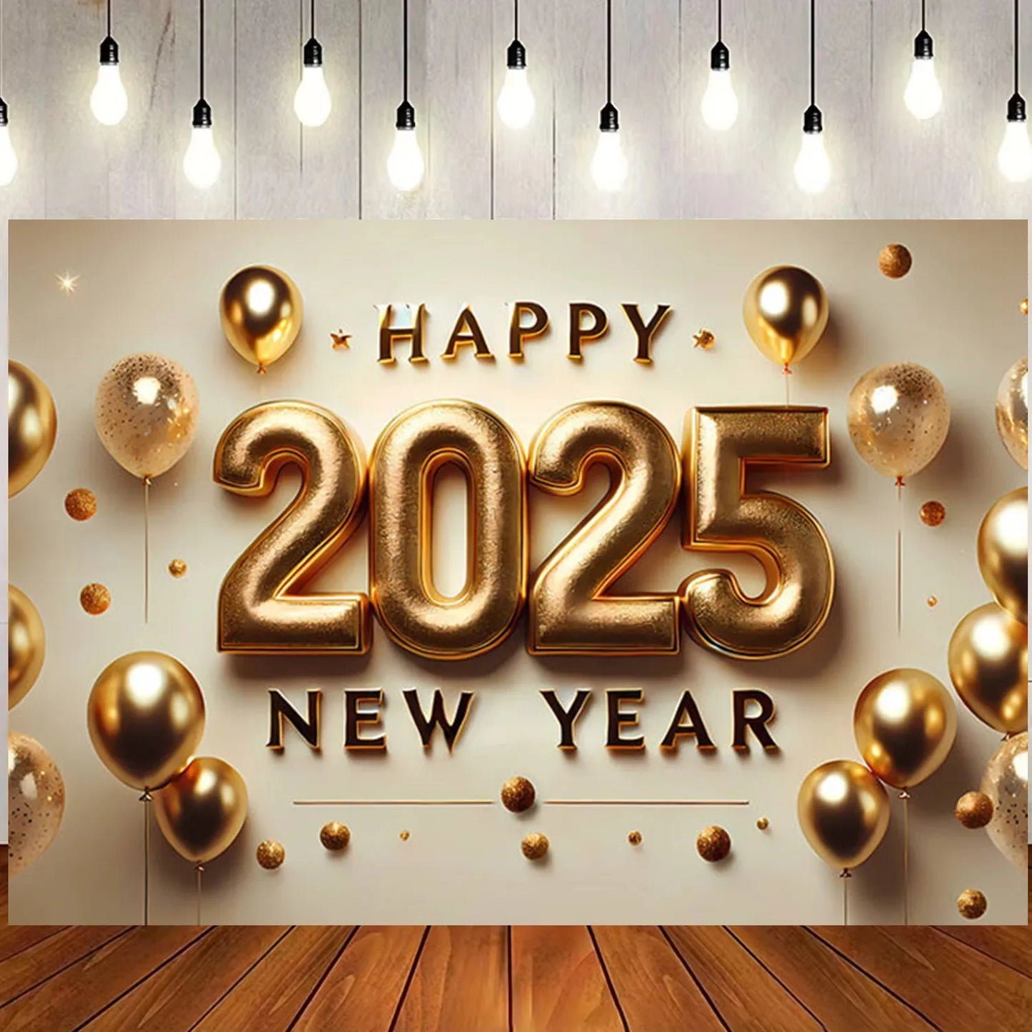 2025 Happy New Year Backdrop Balloon Crown Champagne Background Family Party Supplie Decor Banner Poster Photography Prop