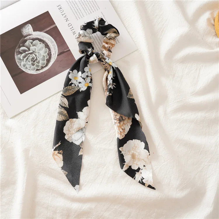 2022 Summer Vintage Print Flower Beach Bandana Hair Scarf Fashion Elastic Rubber Headbands for Women Girl Hair Accessories