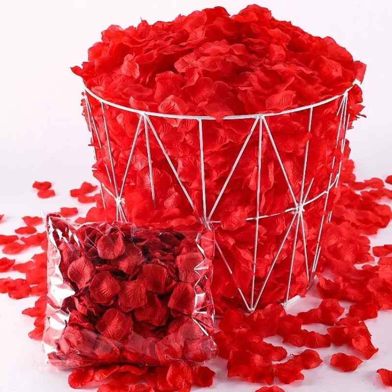 Red Silk Fake Rose Petals (100/10,000pcs) – Artificial Flower Petals for Valentine’s Day, Weddings, and Romantic Party Decor