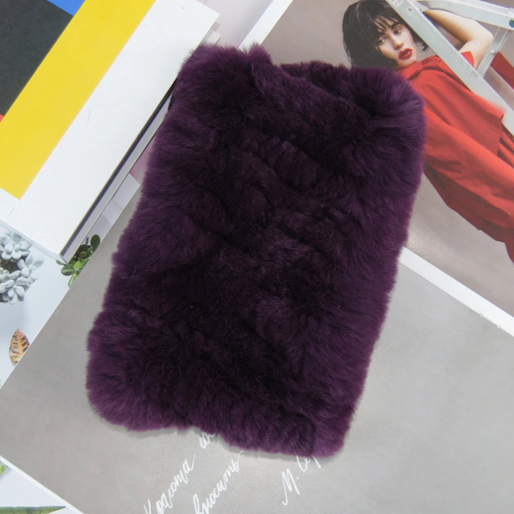 Hot Sale Brand Women Real Rex Rabbit Fur Scarf Girls Warm Soft Knitted Good Elastic Rabbit Fur Headband Natural Fur Ring Scarves