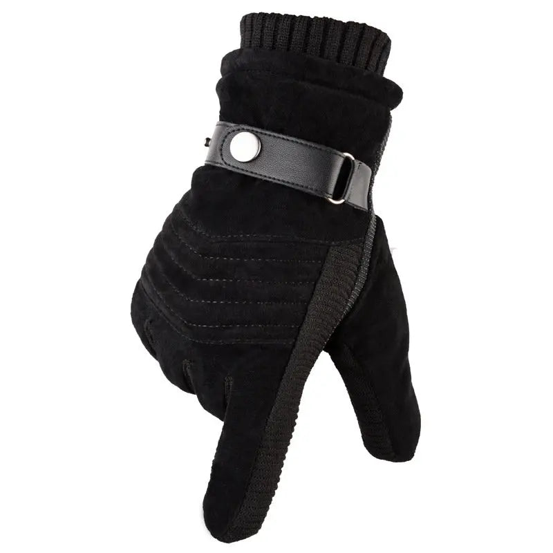 Men's Leather Gloves – Real Pigskin Winter Gloves, Warm and Thick for Driving, Skiing, and Outdoor Activities, Russia-Style Guantes Luvas